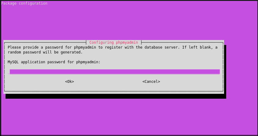 Configure MYSQL application password for phpMyAdmin